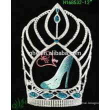 2015 Nueva tiara de la corona del desfile alto barato del rhinestone